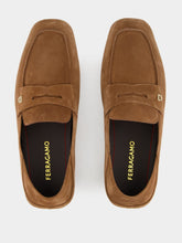 Ferragamo Brown Suede Gancini Drivers