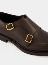 Ferragamo Black Leather Double Monk Strap Shoes