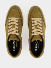 Ferragamo Soy Seed Suede and Leather Low-Top Sneakers