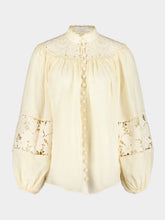 Zimmermann Cream Echo Embroidered Ramie Blouse