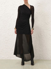 Zimmermann Black Illustration Gathered Dress