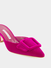 Maysale Purple Velvet Buckle Detail Mules | PDP - Fashion Clinic