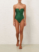 Zimmermann Everley V-Wire Bandeau One-Piece in Emerald