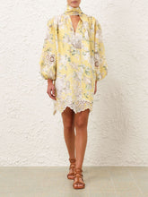 Zimmermann Yellow Acacia Broderie Tie Mini Dress
