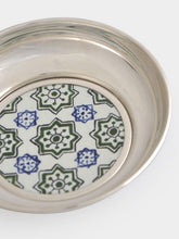 Leitão & Irmão Green Round Tray with Uptown Tile