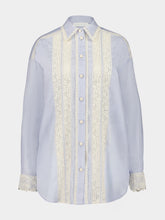 Zimmermann Dusty Blue Everley Lace Trim Shirt