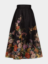 Zimmermann Pavilion Gathered Black Midi Skirt