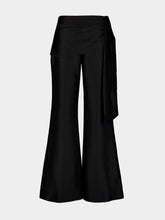 Zimmermann Black Clash Wool-Silk Draped Flared Trousers
