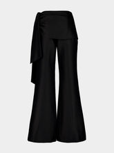 Zimmermann Black Clash Wool-Silk Draped Flared Trousers