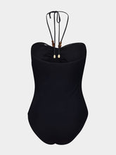 Zimmermann Black Wylie Drape Halter One-Piece Swimsuit