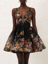 Zimmermann Pavilion V-Neck Black Mini Dress