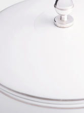 Leitão & Irmão Striped Porcelain and Silver Box with Carrapeta Lid