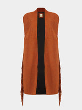 Paula Gardenia Cinnamon Stick Embossed Suede Maxi Cape