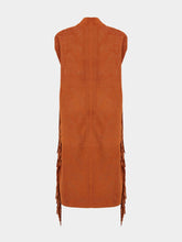 Paula Gardenia Cinnamon Stick Embossed Suede Maxi Cape