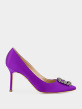 Manolo Blahnik Purple Satin Jewel Buckle Pumps