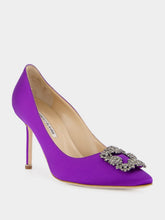 Manolo Blahnik Purple Satin Jewel Buckle Pumps