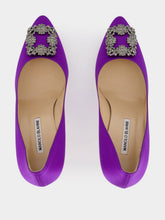 Manolo Blahnik Purple Satin Jewel Buckle Pumps