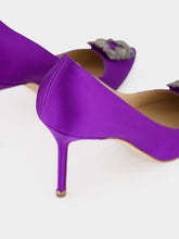 Manolo Blahnik Purple Satin Jewel Buckle Pumps