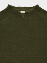 120% Lino Olive Soft Fade Linen Long Sleeve Sweater