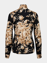 Dolce & Gabbana Rose-Print Charmeuse Silk Shirt