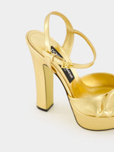 Dolce & Gabbana Gold Mordoré Nappa Leather Platform Sandals
