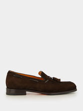 Dark Brown Suede and Leather Tassel Loafers
