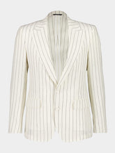 Dolce & Gabbana White Pinstripe Linen Blazer