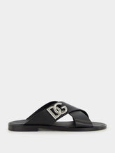 Dolce & Gabbana Black Leather DG Logo Sandals