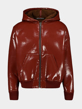 Palm Angels Brick Red Vinyl Leather Bomber Jacket