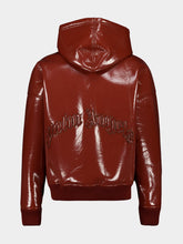 Palm Angels Brick Red Vinyl Leather Bomber Jacket