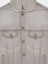 Palm Angels Light Grey Denim Jacket with Hood