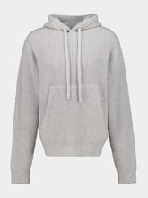 Palm Angels Grey Melange Hooded Wool Knit Sweatshirt