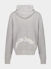 Palm Angels Grey Melange Hooded Wool Knit Sweatshirt