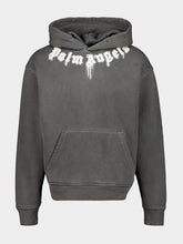 Palm Angels Dark Grey Hooded Sweatshirt with Neck Logo