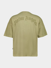 Palm Angels Army Green Loose Fit T-Shirt with Back Logo