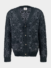 Casablanca Grey Fluffy Monogram Wool Cardigan