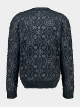 Casablanca Grey Fluffy Monogram Wool Cardigan