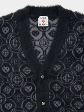 Casablanca Grey Fluffy Monogram Wool Cardigan