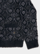 Casablanca Grey Fluffy Monogram Wool Cardigan