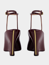 Ferragamo Plum Patent Peep Toe Wedge Sandals