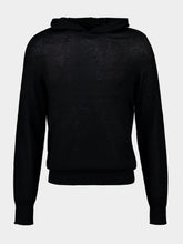 120% Lino Black Wool Hooded Knit Sweater