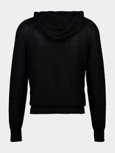 120% Lino Black Wool Hooded Knit Sweater