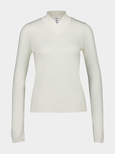 Casablanca White Merino Wool Cowl H-Neck Sweater