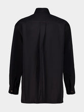 Lemaire Black Dry Silk Convertible Collar Shirt