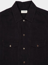 Lemaire Black Dry Silk Convertible Collar Shirt