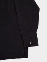 Lemaire Black Dry Silk Convertible Collar Shirt