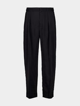 Black Dry Silk Belted Relaxed Trousers