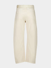 Snow Clay Twisted Belted Denim Trousers