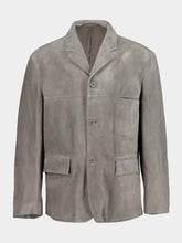 Pebble Grey Suede Single-Breasted Jacket