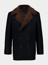 Combo Black and Brown Melton Wool Shearling Peacoat | HP - Fashion Clinic